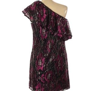 Wayf Mini Ruffle Shift Floral Lace Cocktail Dress